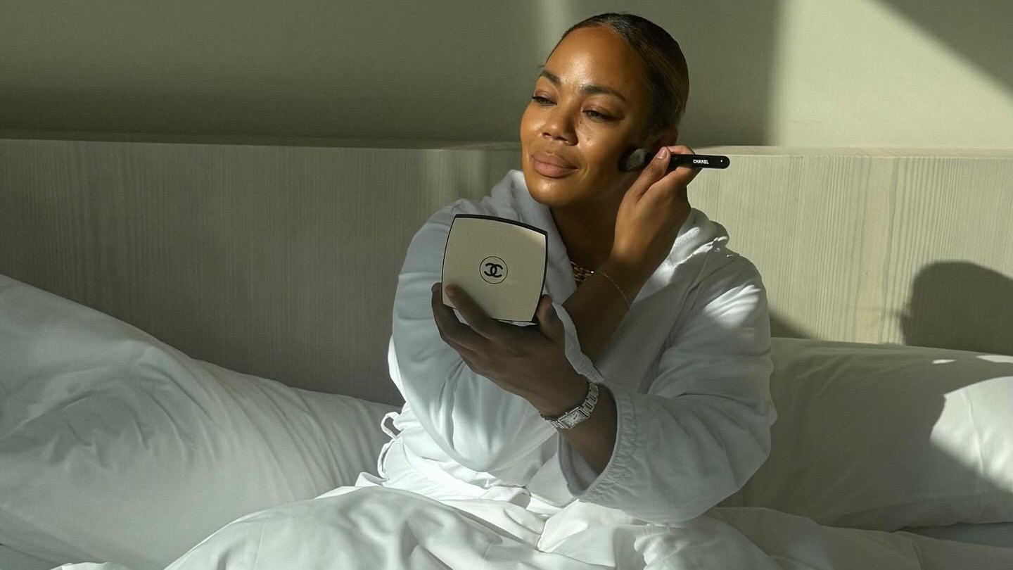 Tasha Reiko Brown applying Chanel makeup.
