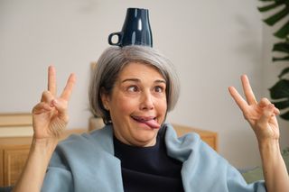 A woman being silly