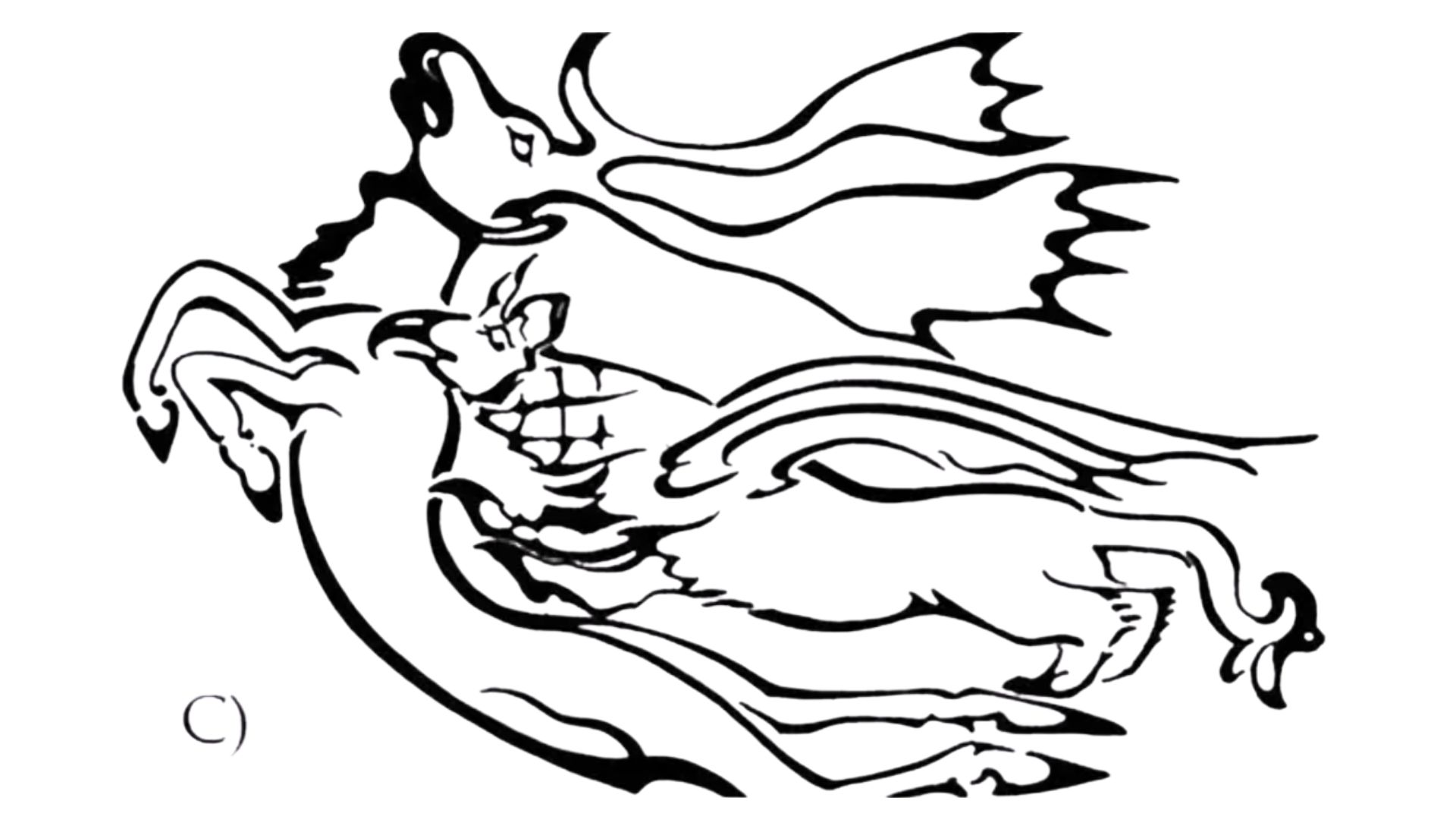 an image of the leaping stag and griffin tattoo