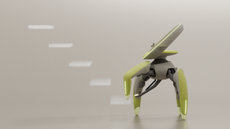 Walk me prototype. A robot with 3 legs created to help with mobility and transport.