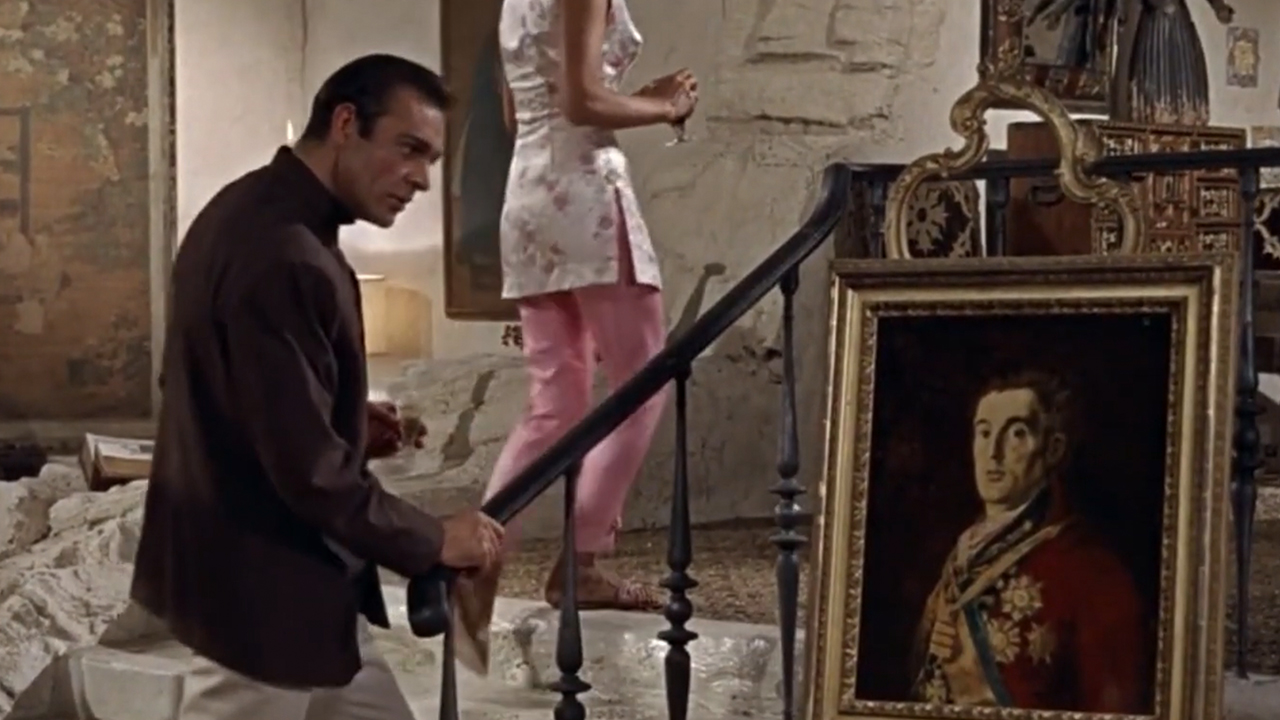 Sean Connery looking at Goya's Portrait Of The Duke of Wellington in Dr. No