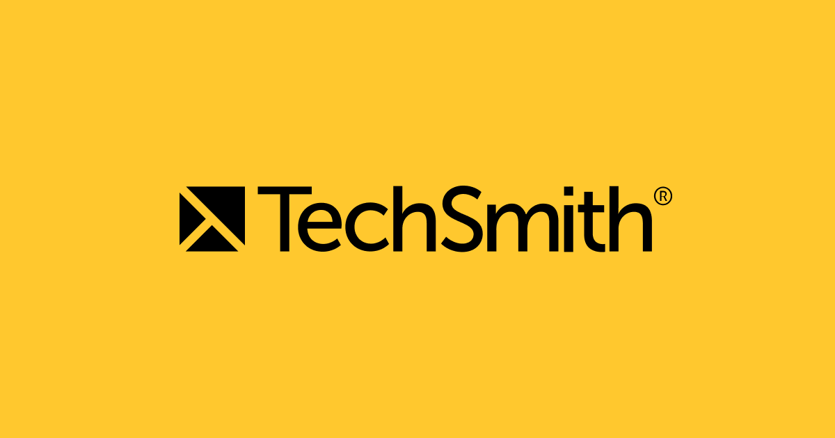 the techsmith logo on a yellow background