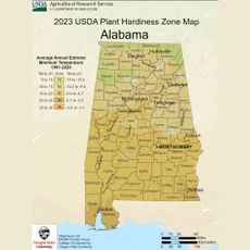 2023 Alabama Plant Hardiness Zone Map 
