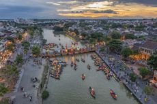 Aerial view of Hoi An ancient town, UNESCO world heritage, at Quang Nam province. Vietnam. Hoi An is one of the most popular destinations in Vietnam.