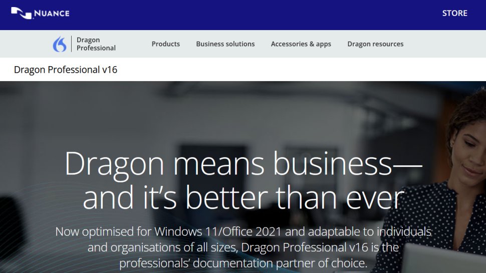 Dragon Professional website screenshot (August 2025).