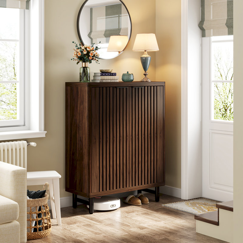 Loon Peak&amp;reg; 24 Pair Shoe Storage Cabinet With 2 Shutter Doors &amp;amp; Reviews | Wayfair