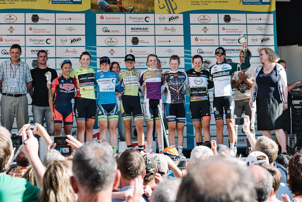 Podium going into the penultimate stage.