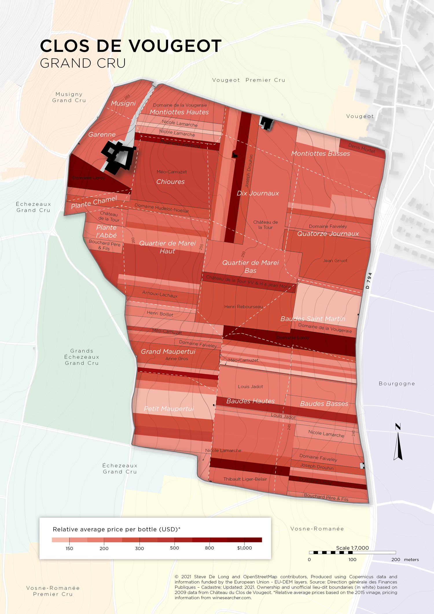 Clos de Vougeot map - Steve De Long