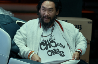 David Choe wearing a t-shirt that says "The CHO-sen ones"