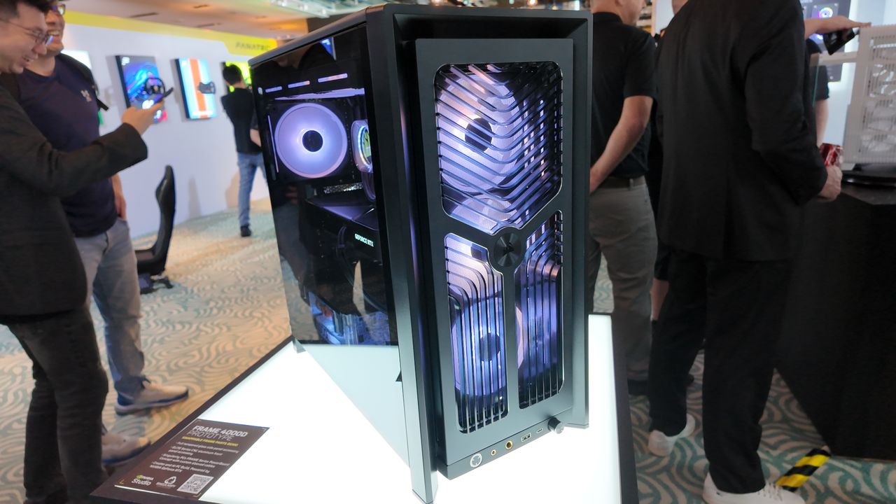 A Corsair Frame 4000D with a DAC at the bottom