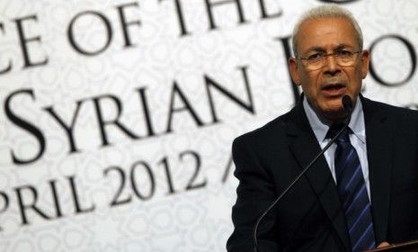 Syrian National Council President Ghalioun speaks during a news conference at the &amp;quot;Friends of Syria&amp;quot; conference in Istanbul.