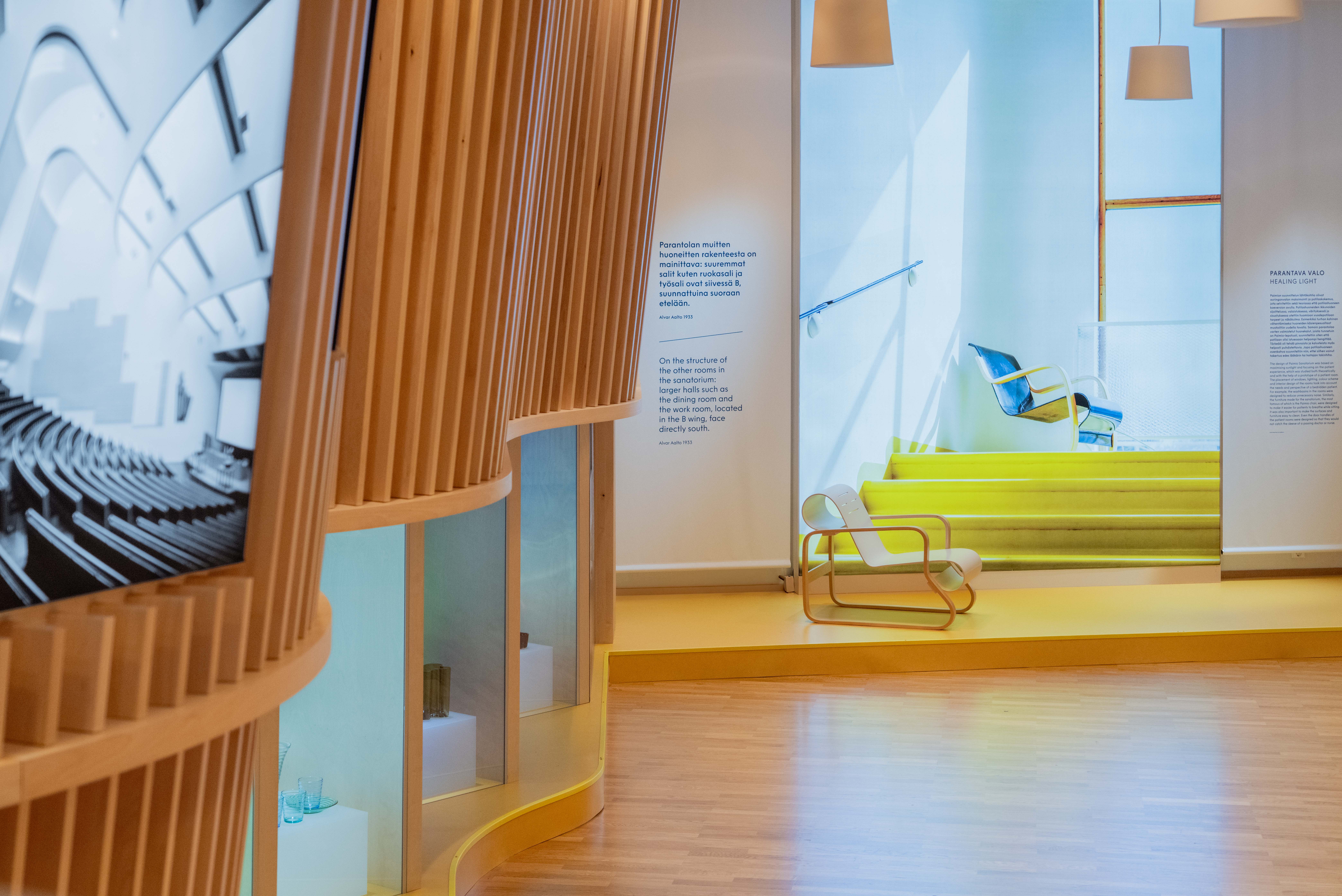 view of installation at Finlandia Hall on Alvar Aalto's work