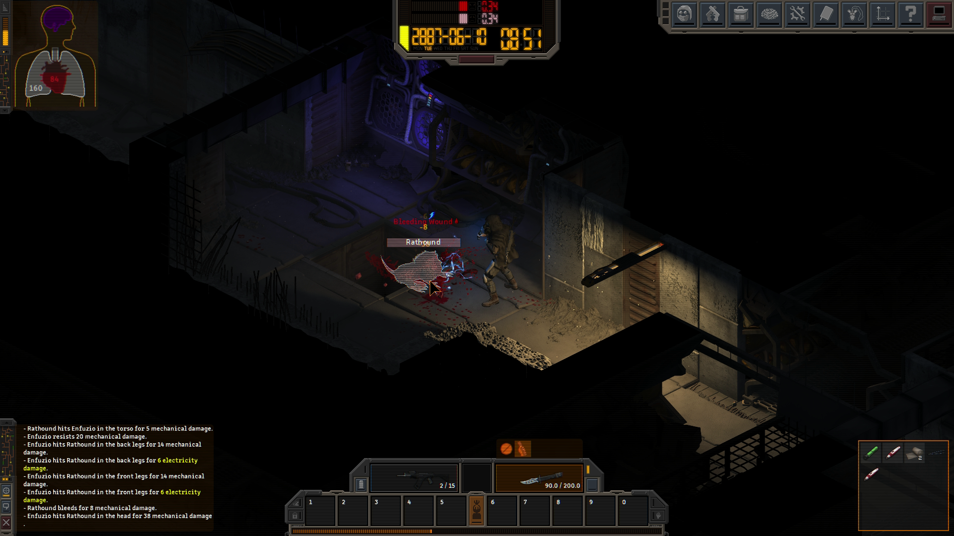 An alpha screenshot of Underrail 2: Infusion showing dingy underground corridors in isometric perspective.