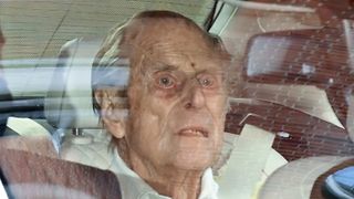 Prince Philip pictured leaving hospital