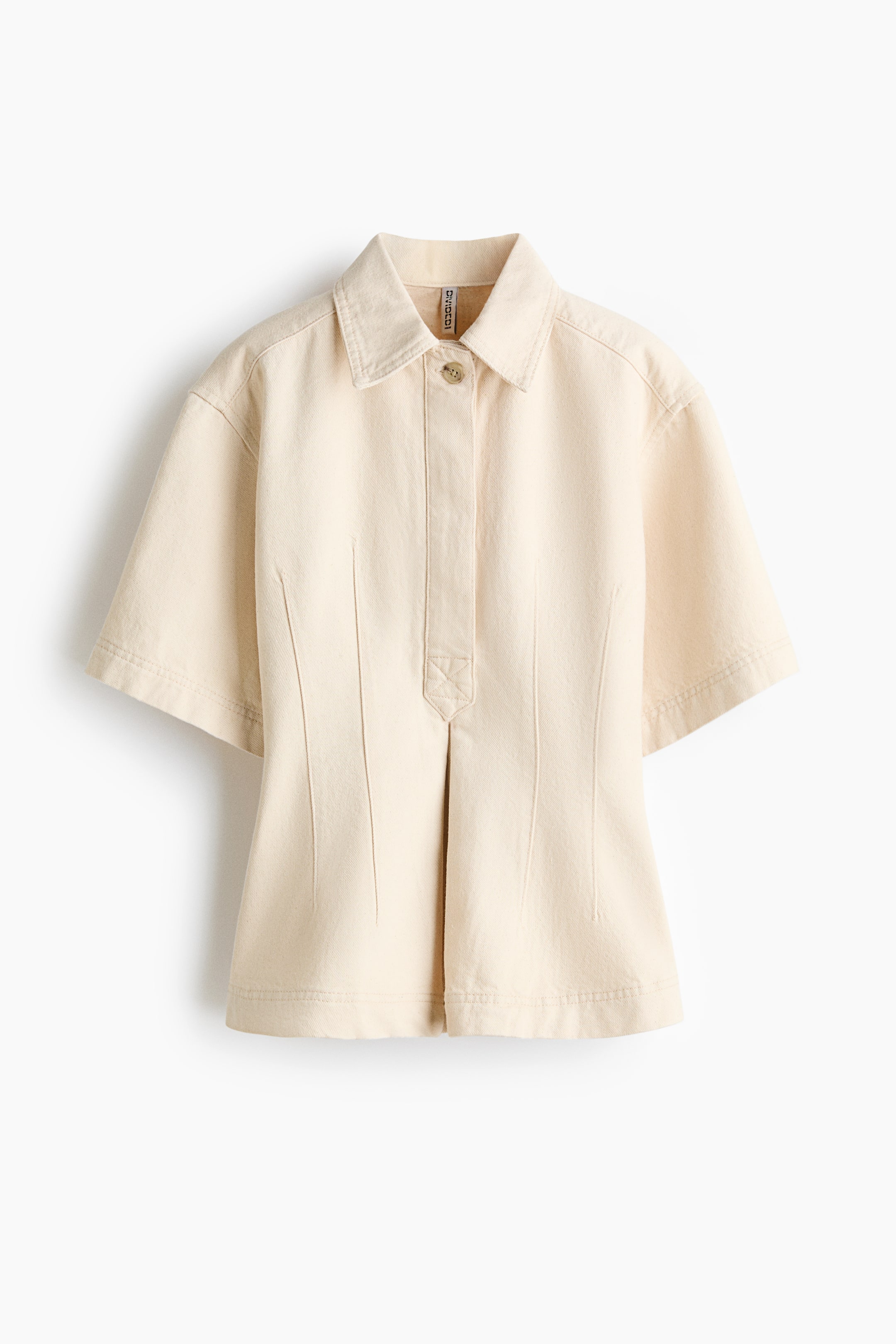 Defined-Waist Denim Shirt - Dark Denim Blue