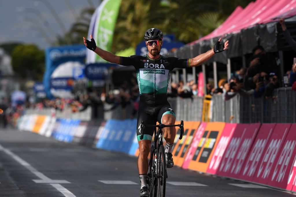 TORTORETO ITALY OCTOBER 13 Arrival Peter Sagan of Slovakia and Team Bora Hansgrohe Celebration during the 103rd Giro dItalia 2020 Stage 10 a 177km stage from Lanciano to Tortoreto girodiitalia Giro on October 13 2020 in Tortoreto Italy Photo by Tim de WaeleGetty Images