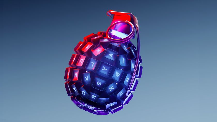 An illustration of a grenade made out of computer keys