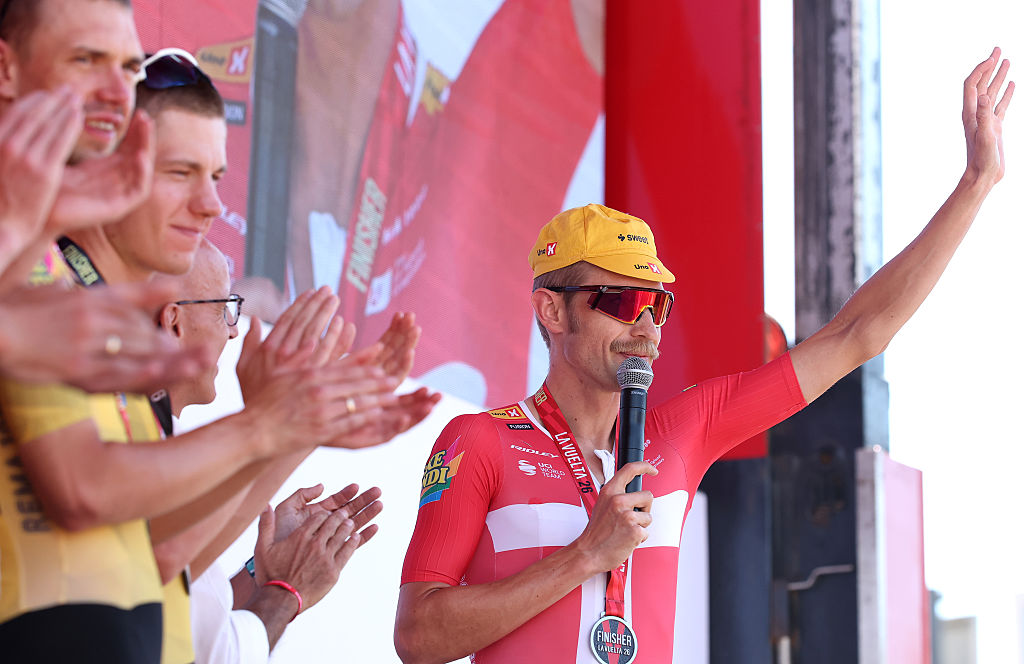 GRANADA, SPAIN - SEPTEMBER 13: Magnus Cort of Denmark and Team Uno-X Mobility prior to the La Vuelta - 81st Tour of Spain 2026, Stage 21 a 112km stage from Granada to Granada / #UCIWT / on September 13, 2026 in Granada, Spain. (Photo by Alexander Hassenstein/Getty Images)