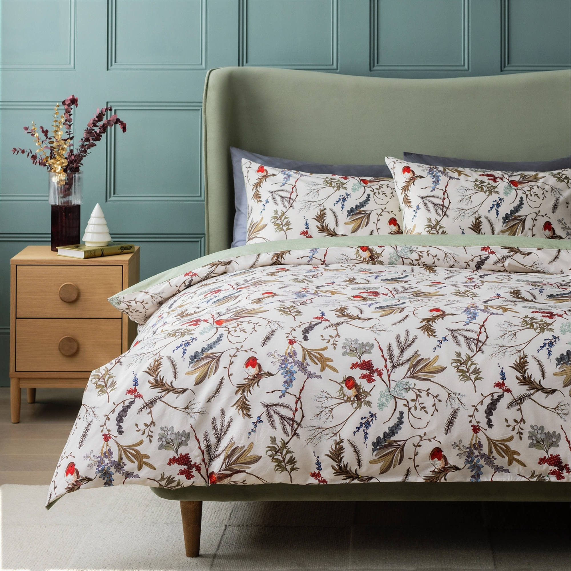 Habitat / Argos Home Cotton Robin Foliage Neutral Bedding Set