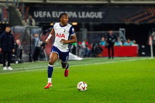 Tottenham Hotspur player Mathys Tel participates in the match between AZ and Tottenham at the AFAS Stadium for the UEFA Europa League - Round of 16 - 1st leg season 2024-2025 in Alkmaar, Netherlands, on March 6, 2025. (Photo by Jules van Iperen / EYE4images/NurPhoto via Getty Images)