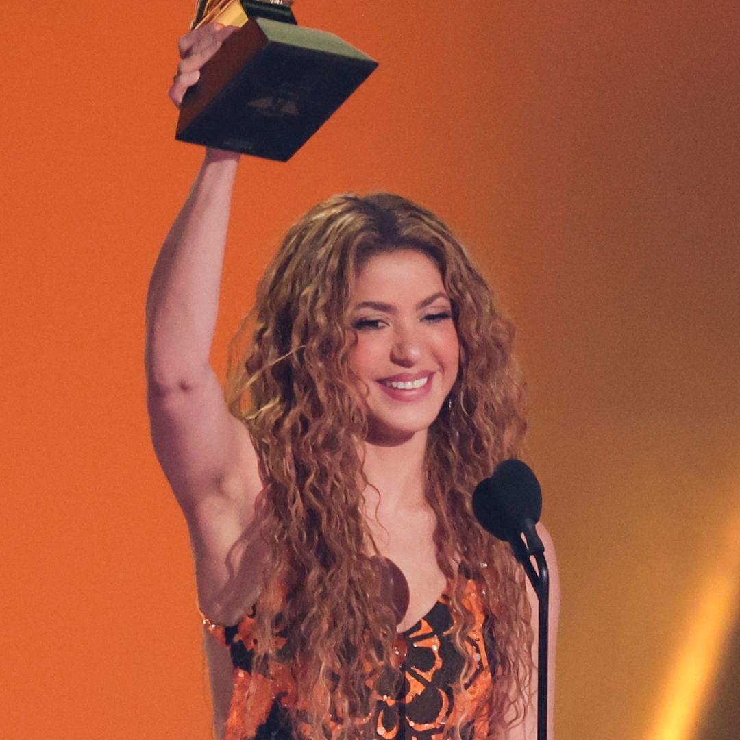 Shakira accepts the award for Best Latin Pop Album at the 2025 Grammys.