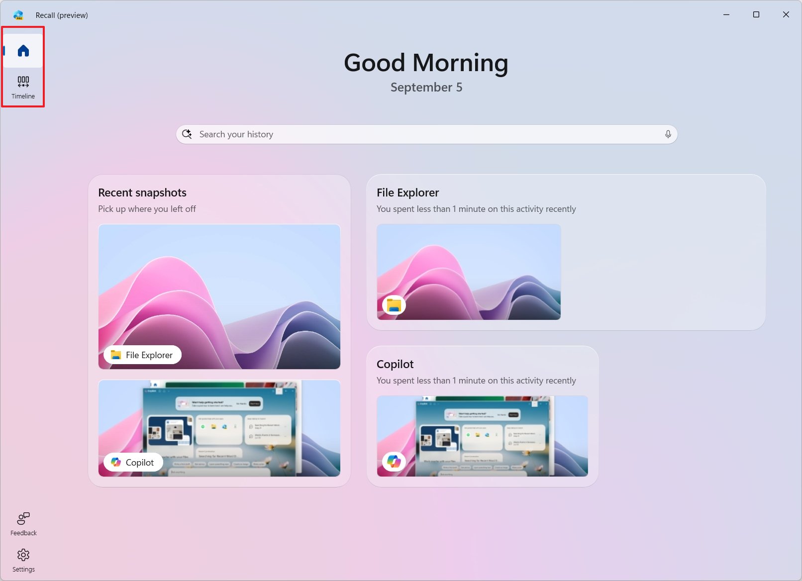 Recall new Home page