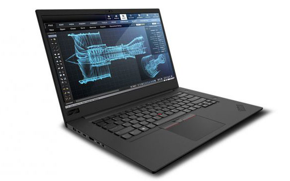 Lenovo ThinkPad P1 with screen open showing an app