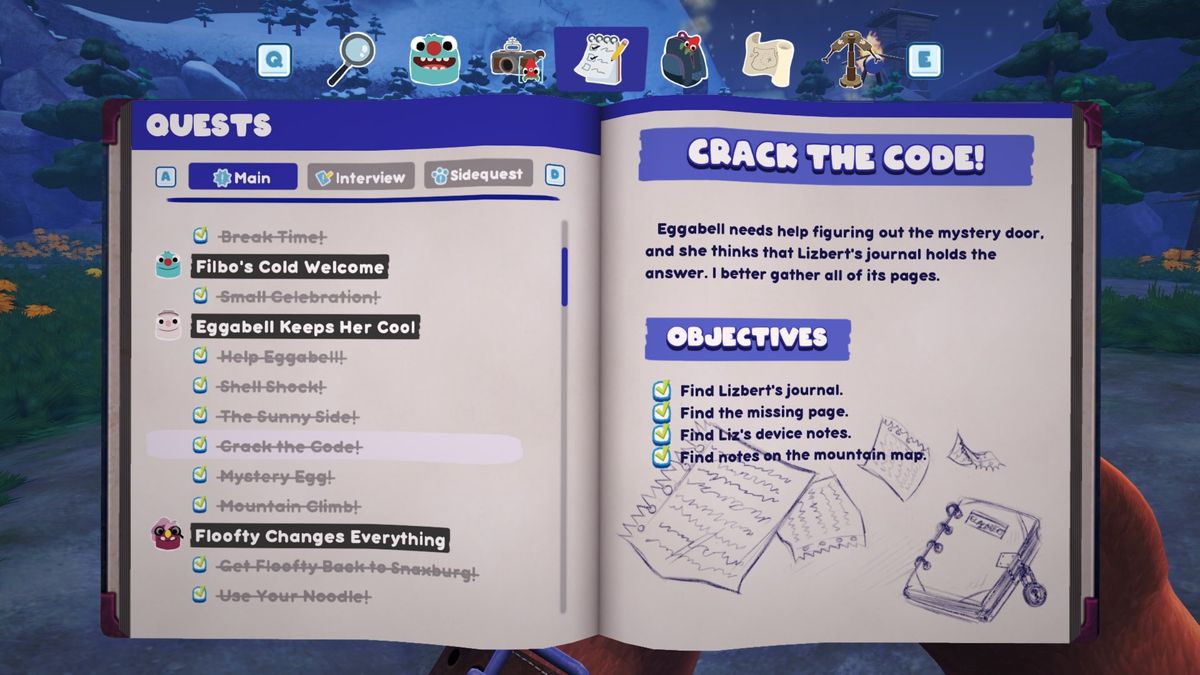 Bugsnax Liz missing diary pieces GamesRadar+