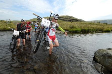 The Afon Hengwm river crossing before Nant-y-Moch reservoir was just about rideable with a serious dose of gritty determination and a dash of luck. Most tried before plumping to cool their toes off in the chilly waters.
