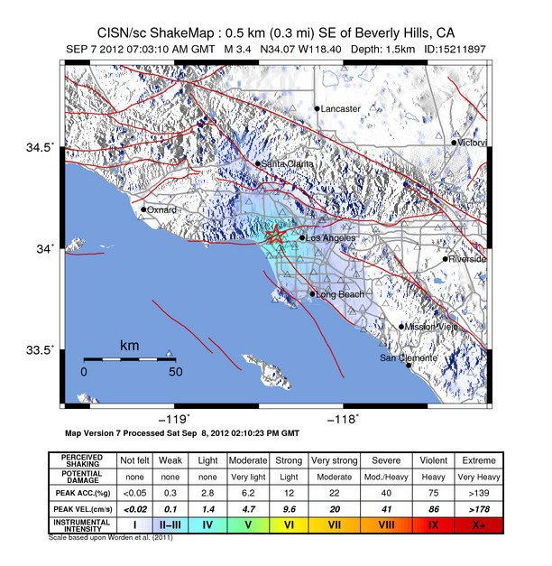 Beverly Hills Earthquake Shake Map