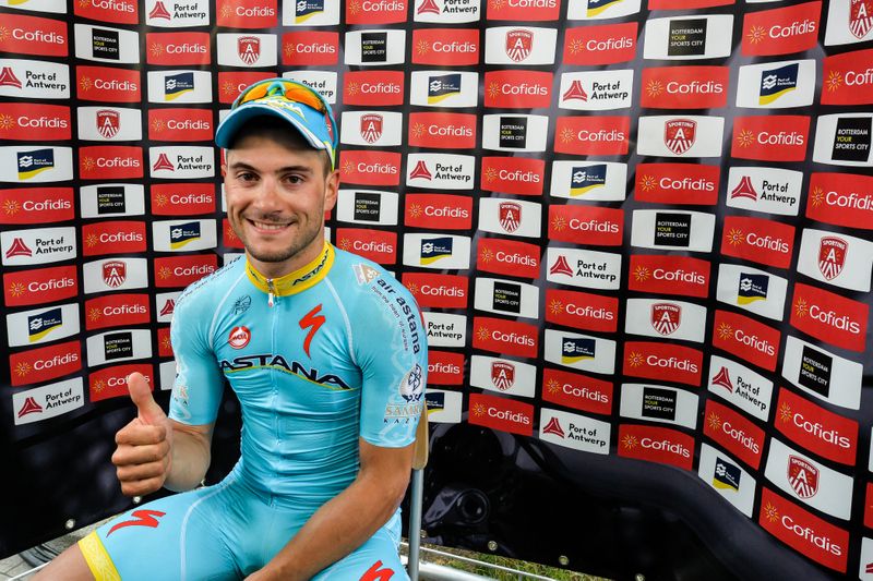 Andrea Guardini (Astana Pro Team) back stage after winning stage 1