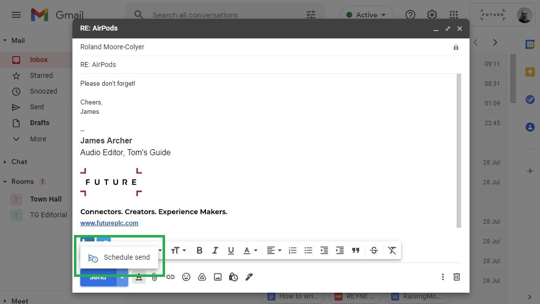 How to schedule an email in Gmail on desktop step 2: Click Schedule send