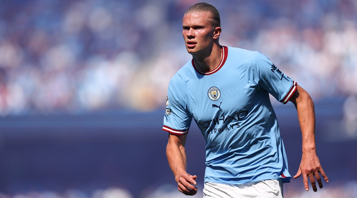 Erling Haaland of Manchester City during the Premier League match between Manchester City and AFC Bournemouth at Etihad Stadium on August 13, 2022 in Manchester, United Kingdom