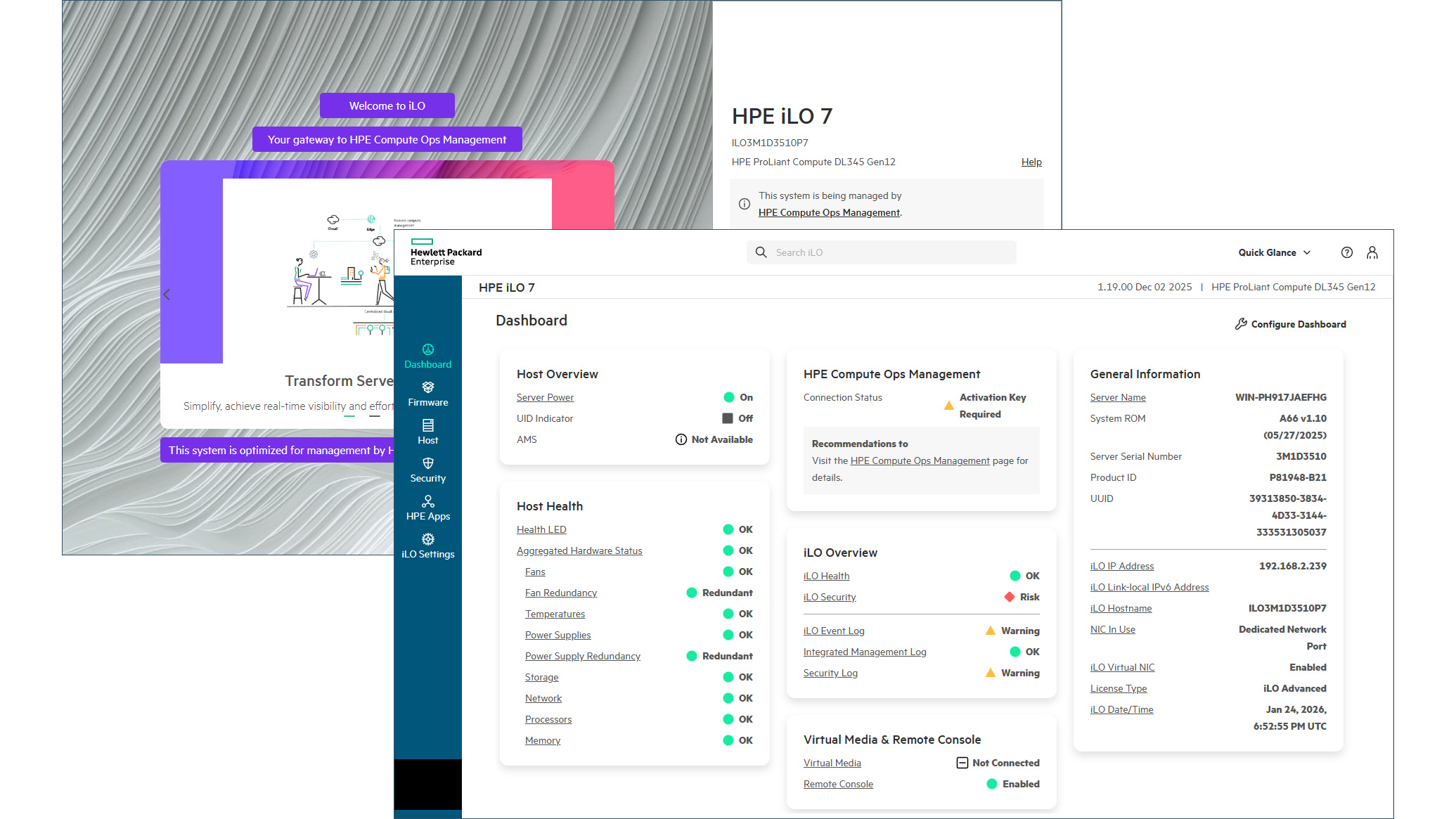 The HPE ProLiant Compute DL345 Gen12 interface
