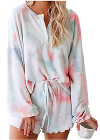 Asvivid Womens Tie Dye Printed Ruffle Short Lounge Set |$18.99 - $33.99/£21.99 - £29.99