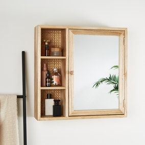 French Cane Mirror Cabinet