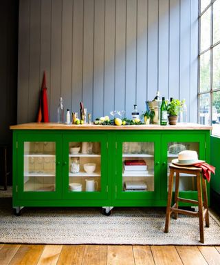 Green portable kitchen island by British Standard