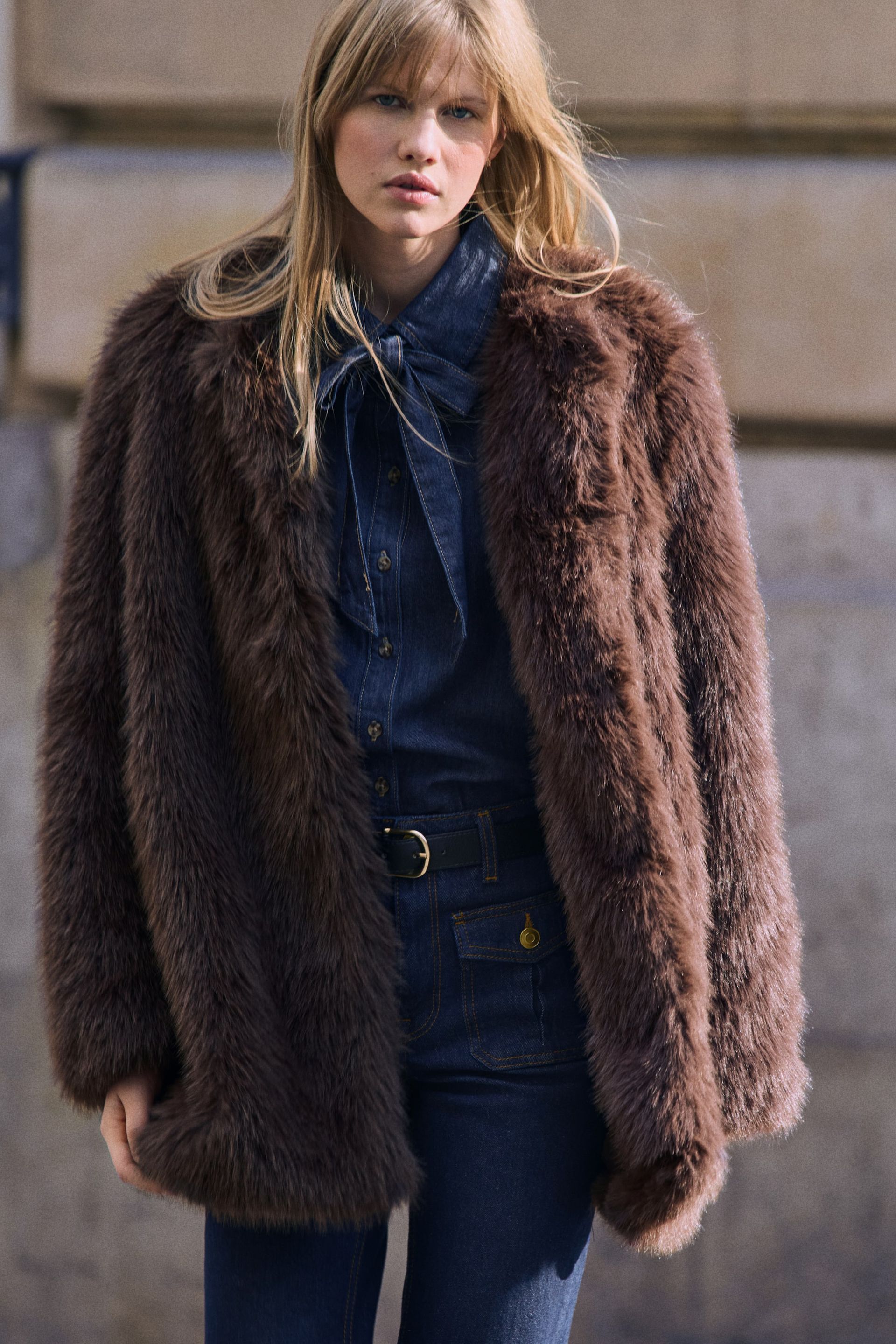 Fluffy Coat - Dark Brown