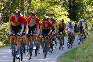 Tour de France 2020 - 107th Edition - 16th stage Grenoble - Meribel - Col de la Loze 170 km - 16/09/2020 - Damiano Caruso (ITA - Bahrain - McLaren) - Mikel Landa (ESP - Bahrain - McLaren) - photo Luca Bettini/BettiniPhotoÂ©2020