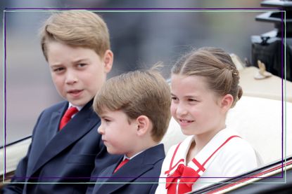 Prince George, Prince Louis and Princess Charlotte in carriage at Kings Coronation