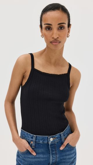 Pointelle Square Neck Tank