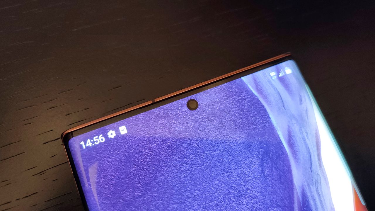 Close-up of the Samsung Galaxy Note 20 Ultra 5G selfie camera