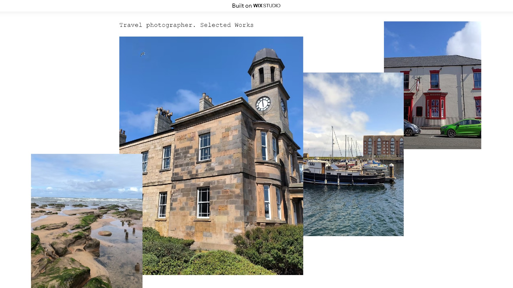 Selection of travel images on homepage of portfolio site