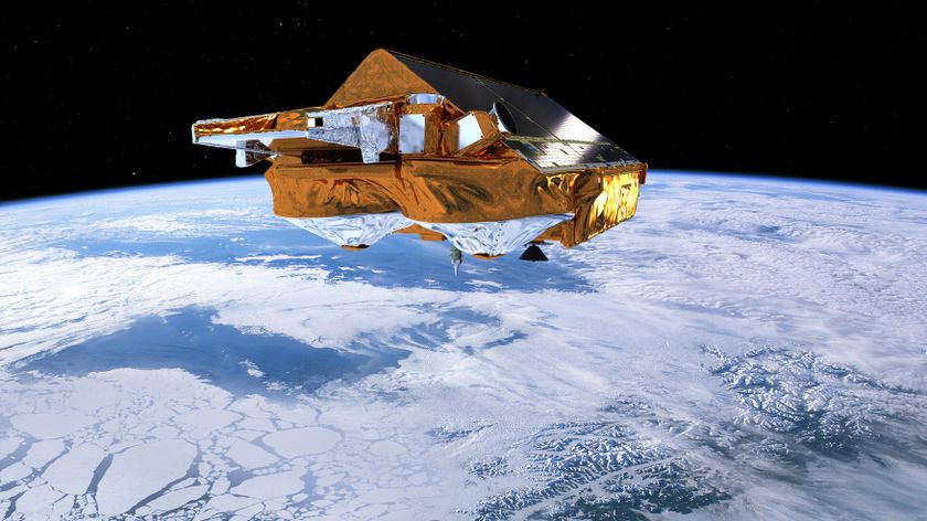 ESA&#039;s Cryosat-2 satellite hovering above Antarctica.
