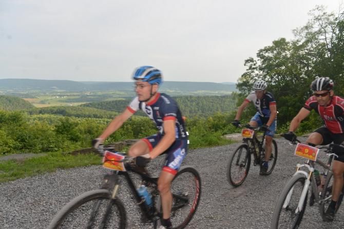 Christian Tanguy, Jesse Kelly, and Michael Tabasko on the first climb
