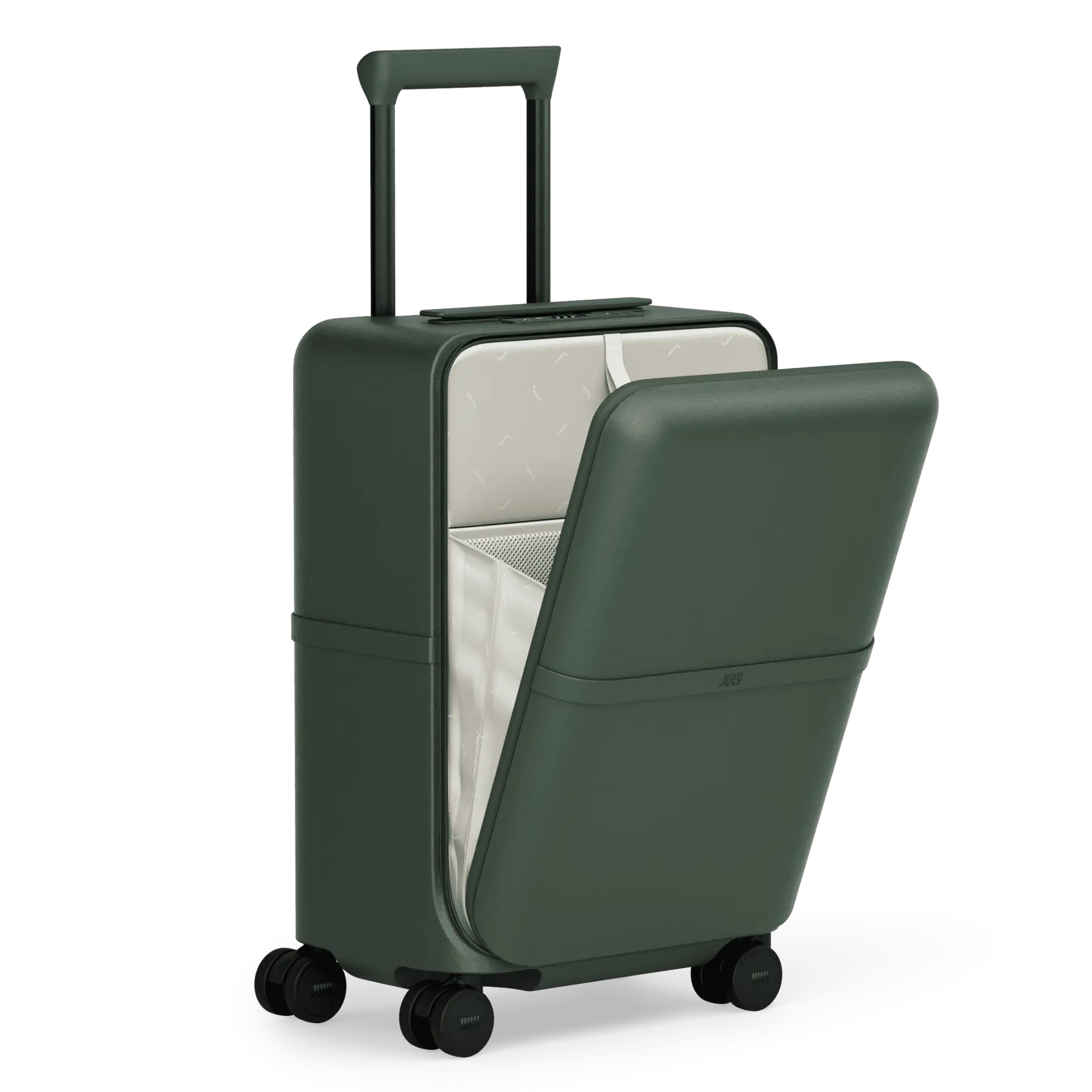 July Capsule Carry On Pro in green, seen open