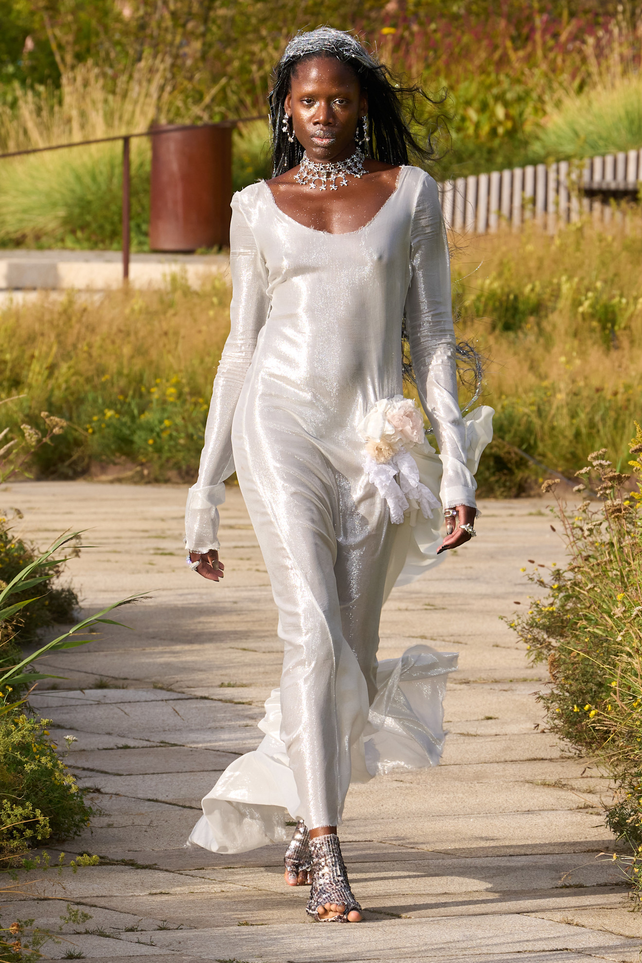 Runway model walking in show at Copenhagen Fashion Week spring/summer 2027.
