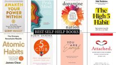 a collage image featuring eight of the books in woman and home's best self-help books round-up