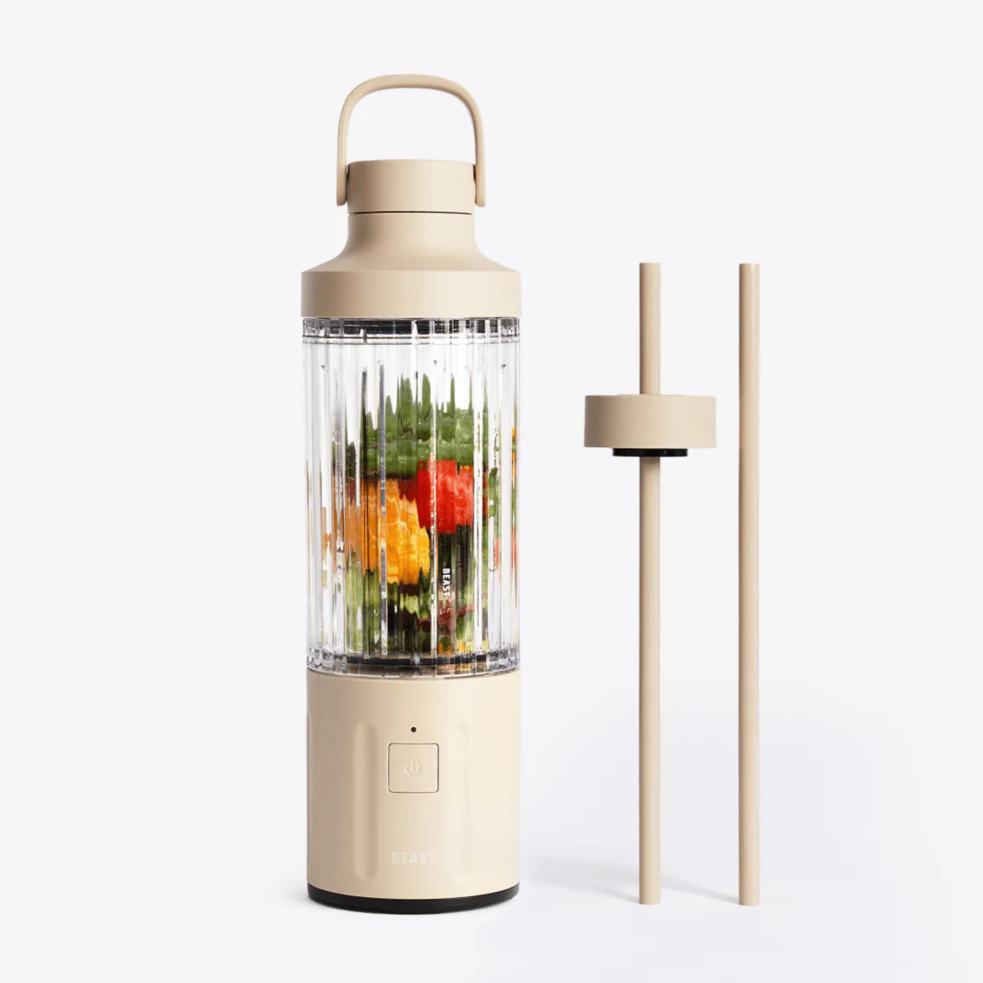 Beast GO Cordless blender in beige with fresh fruit inside