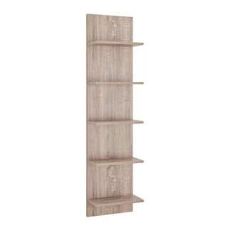 weathered oak vertical wall shelf